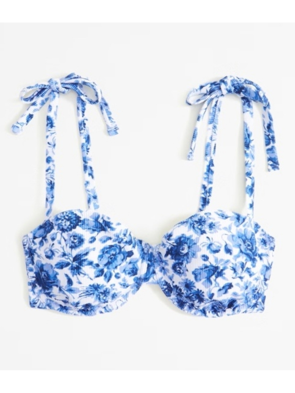 Abercrombie & Fitch Curve Love Bikini Top Blue Floral Porcelain Print
